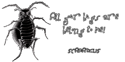 Šváb s nápisem: All your bugs are belong to me! – Scarabeus